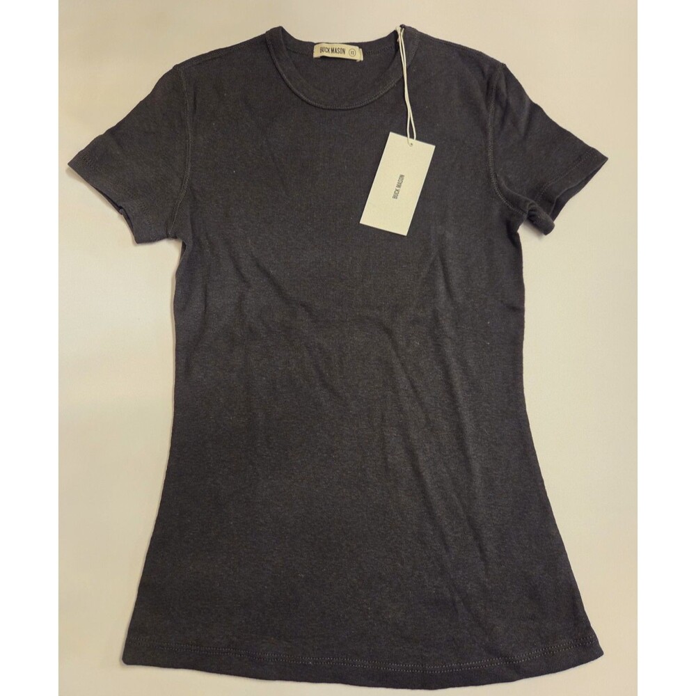 NWT Buck Mason Soft Black Heirloom Rib Tee Medium Crew Neck Cotton MSRP $68 Read
